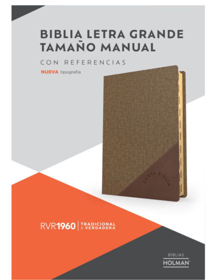 Biblia RVR1960/ Tamaño Manual Letra Grade Café Dúo Tono con Índice