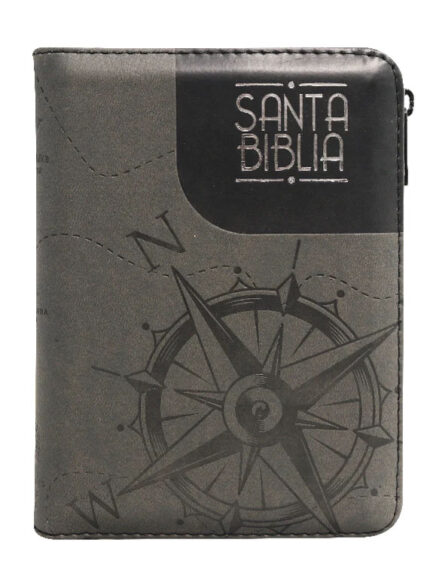 Biblia /RVR026cZTILM Gris-Negro Canto Plateado/Cierre