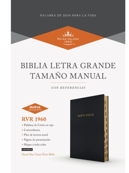 Biblia RVR1960 Tamaño Manual Letra Grade Negro con Índice